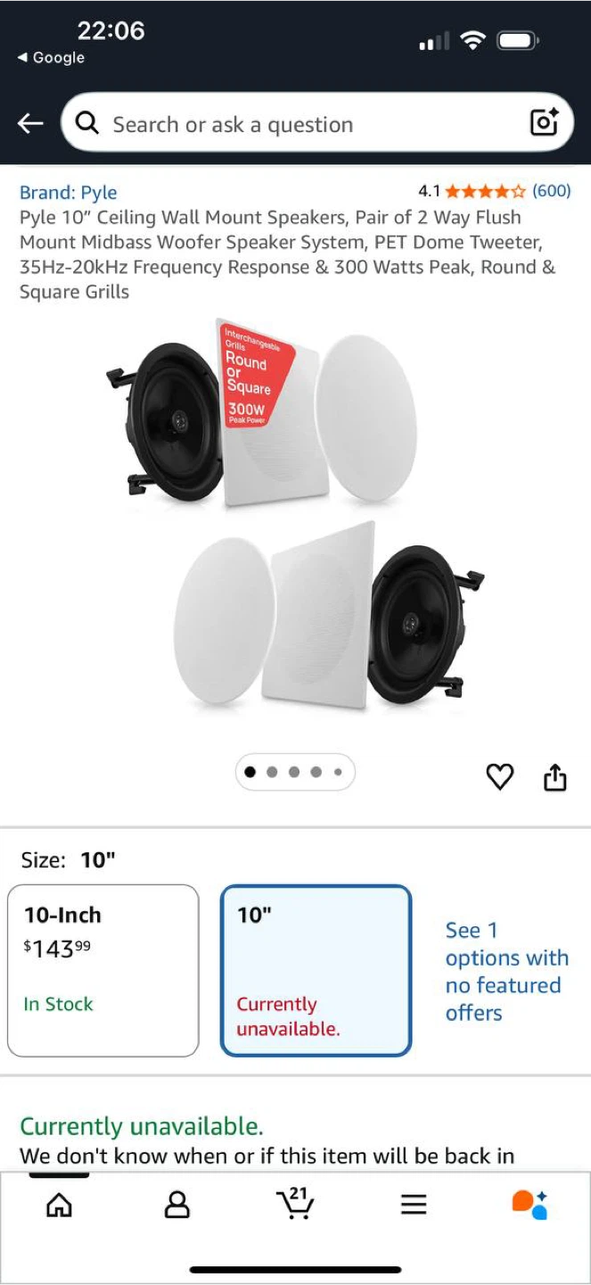 Pyle 10” In-Ceiling / In-Wall Speakers – Pair (2 pcs) - photo 2