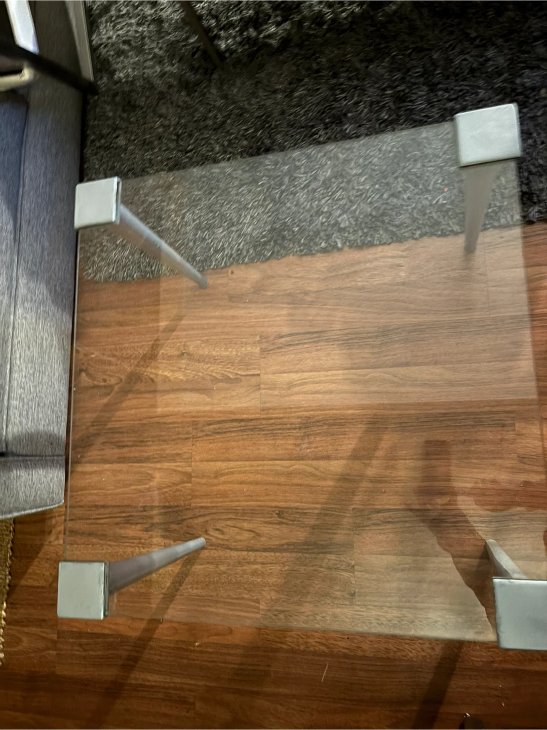 Glass top coffee table with grey legs - photo 5