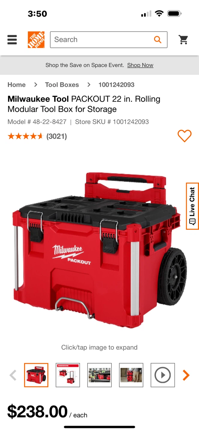 Unused Milwaukee PACKOUT 22 in. Rolling Tool Box for Storage - photo 5