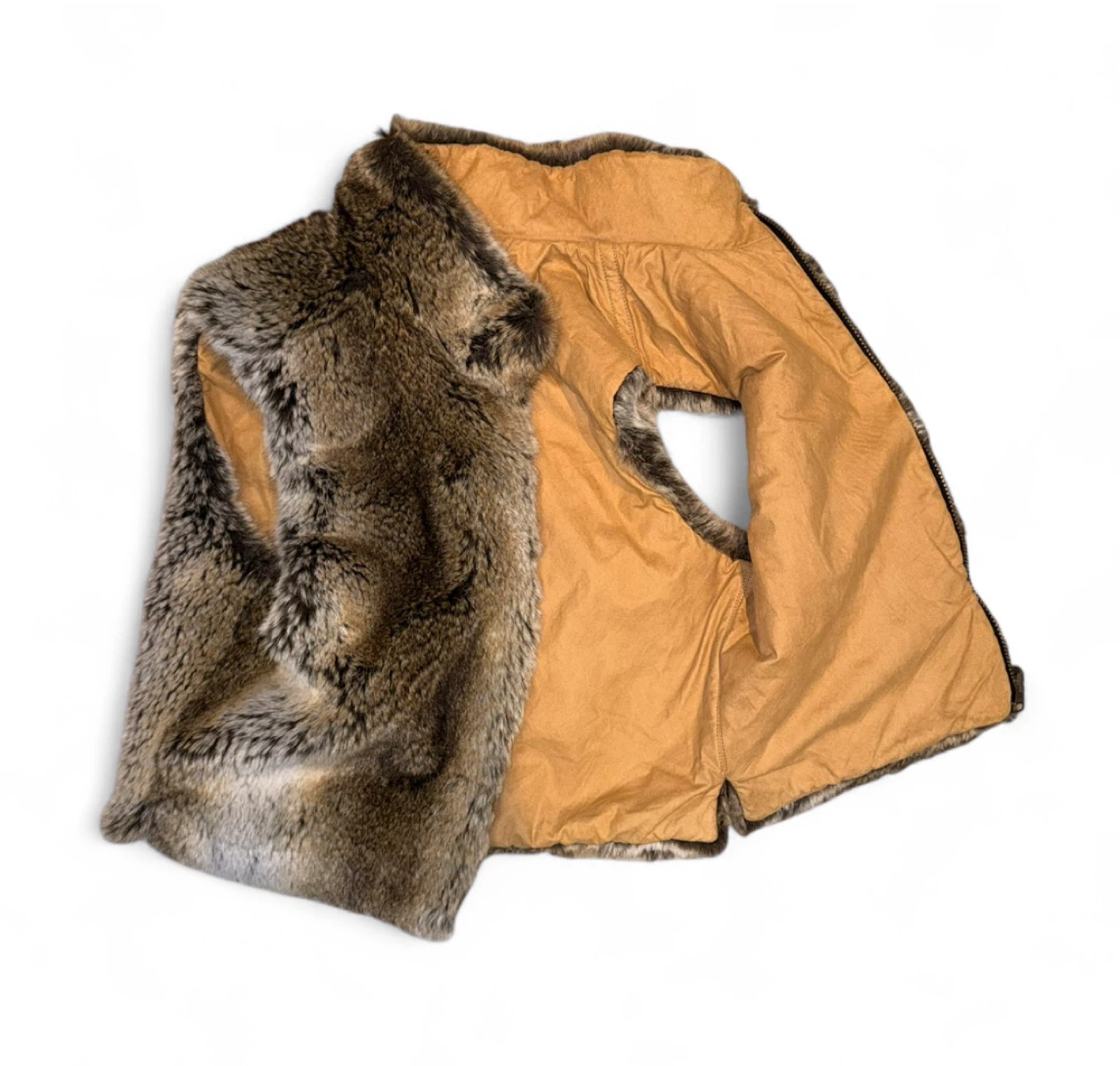 NWOT Y2K Luxurious Brown Faux Fur Zippered Vest Jacket - photo 2