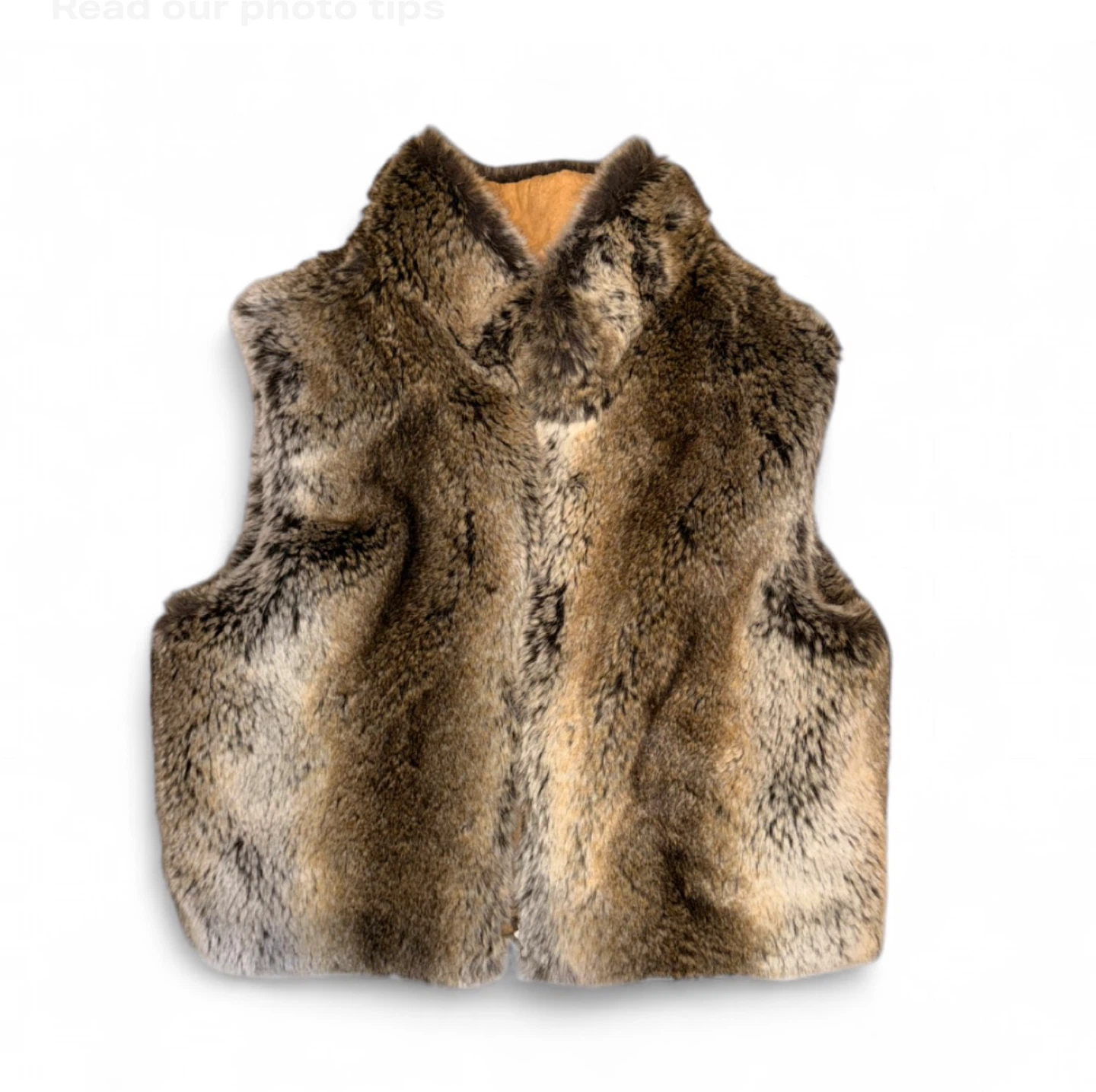 NWOT Y2K Luxurious Brown Faux Fur Zippered Vest Jacket