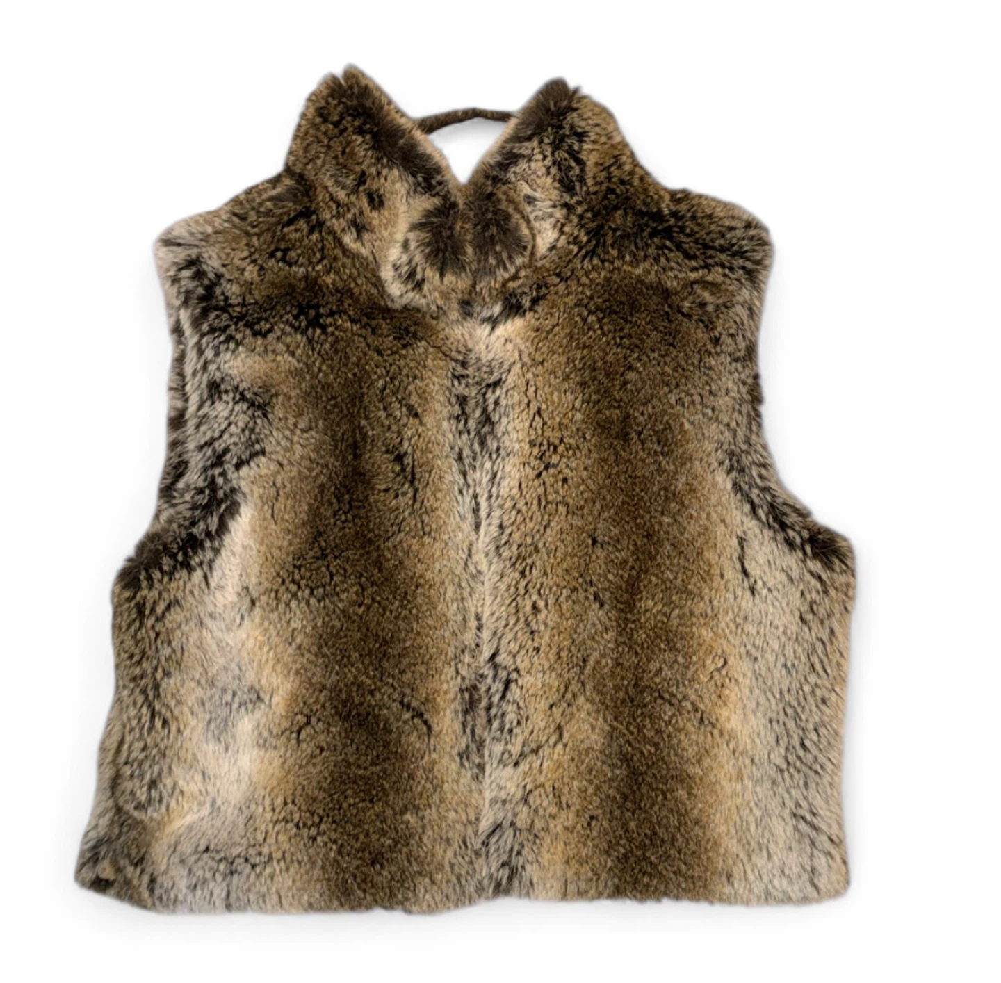 NWOT Y2K Luxurious Brown Faux Fur Zippered Vest Jacket - photo 4
