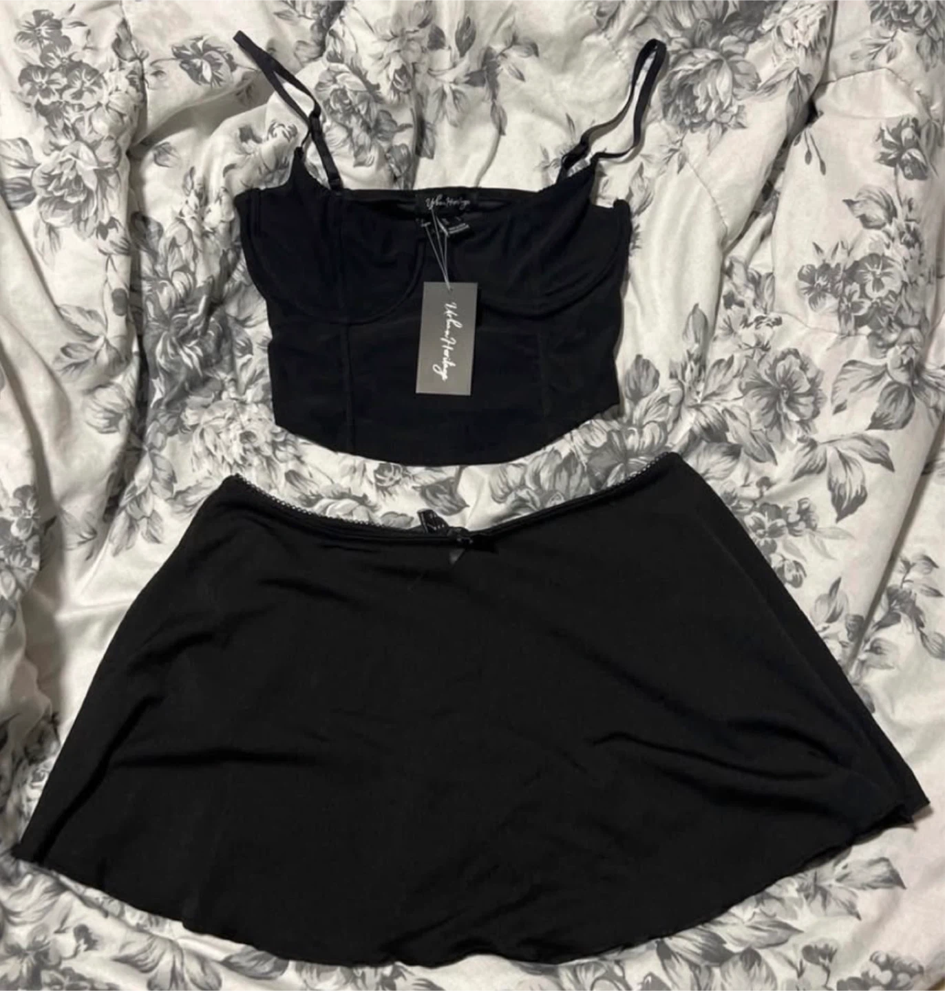 Black Corset Top and Skirt Set