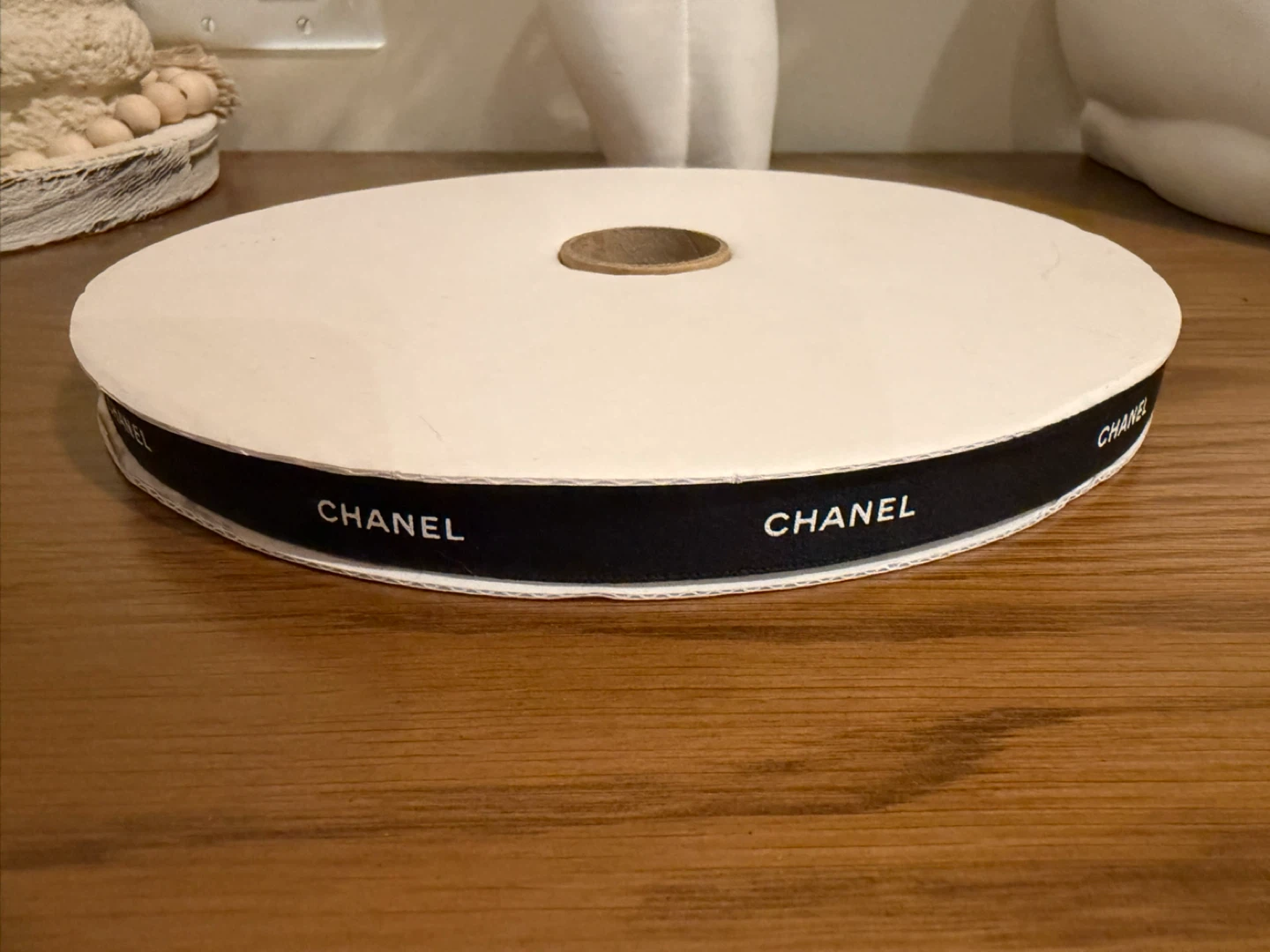 Chanel Black Ribbon with White Logo