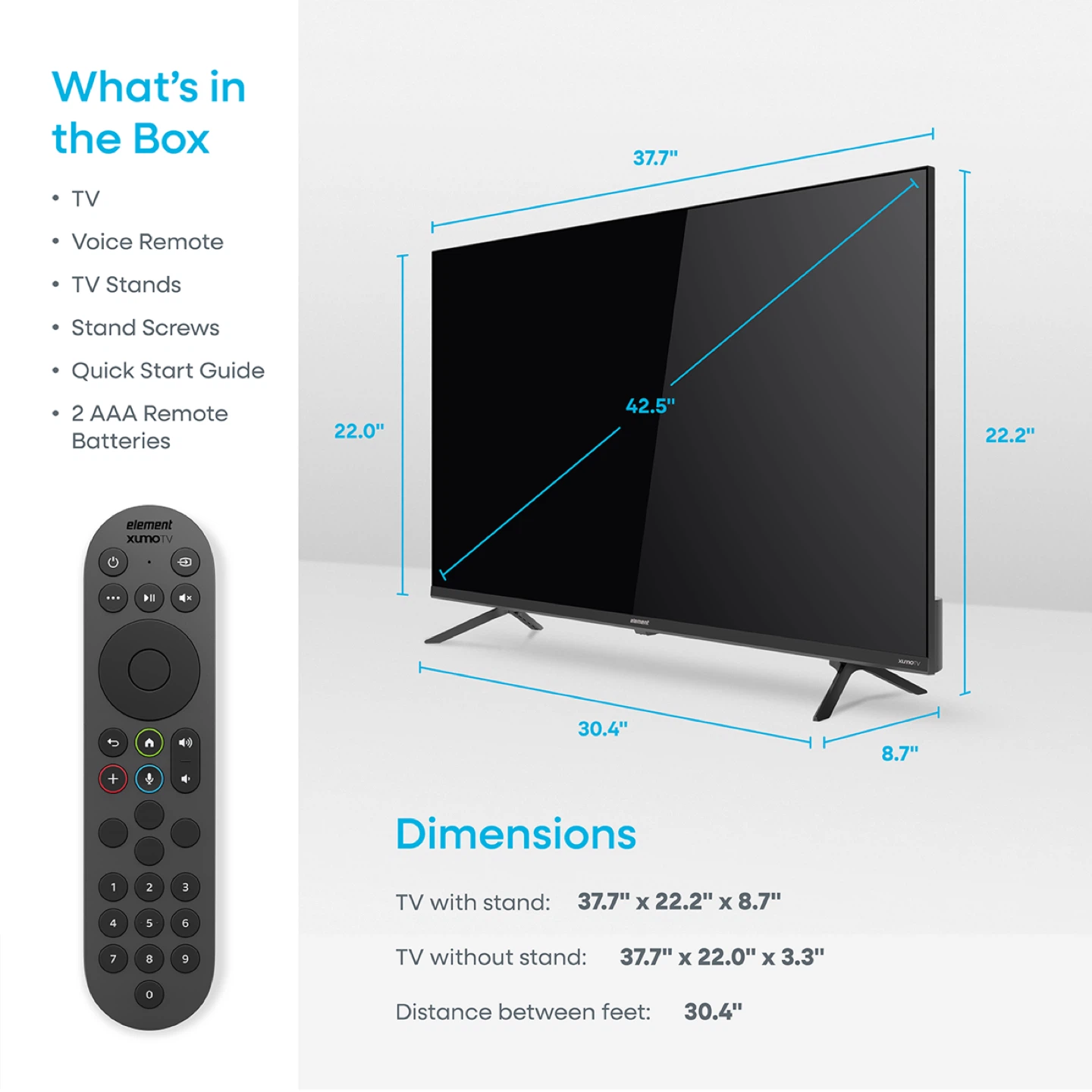 4K Smart TV- 43” Element Xumo TV - photo 3