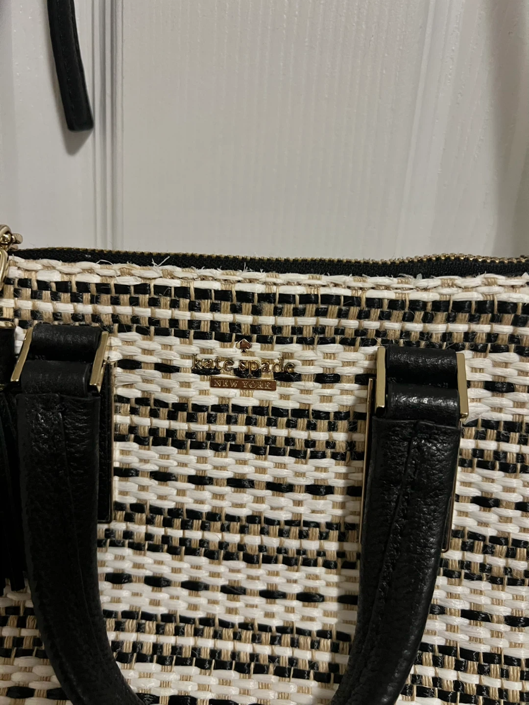 Kate Spade Black & White Wicker Crossbody Bag - photo 2