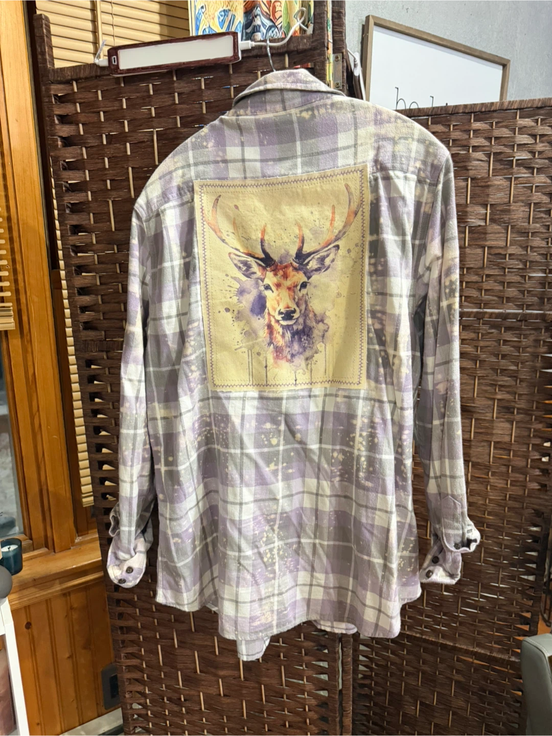 Angry Minnow Flannel Shirt with Deer Graphic - Size Medium