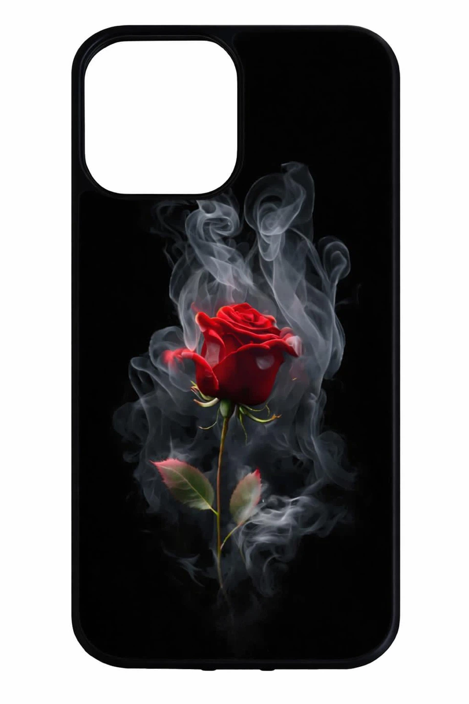 iPhone Case with Red Rose and Smoke Design