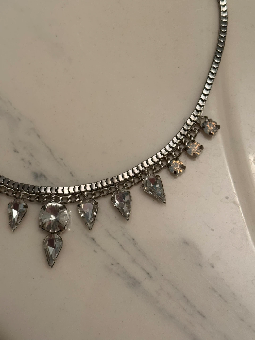 Silver-tone Necklace with Clear Crystals - photo 2
