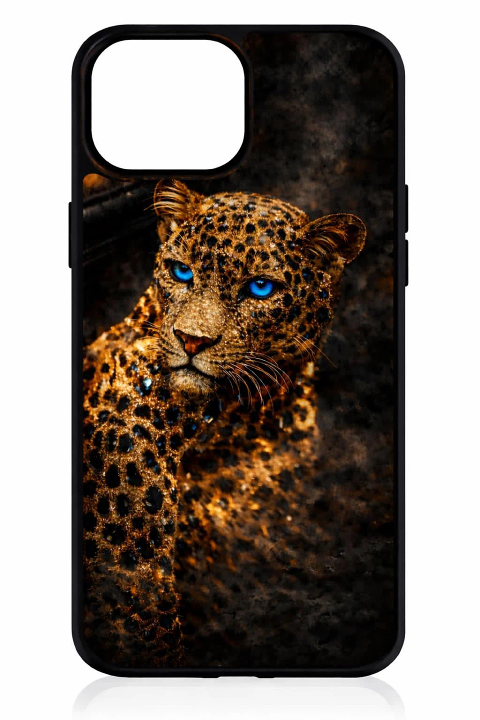 Leopard Print Phone Case with Blue Eyes