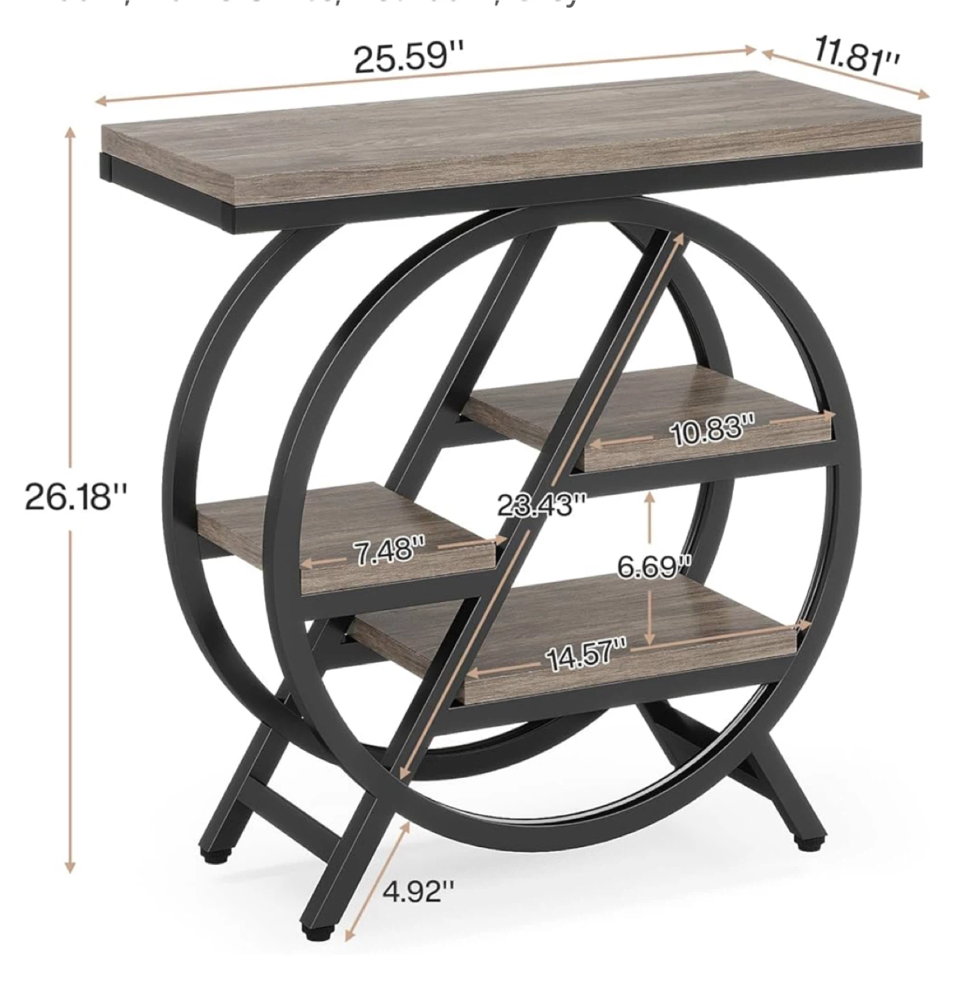Industrial Style Side Table with Shelves - photo 3