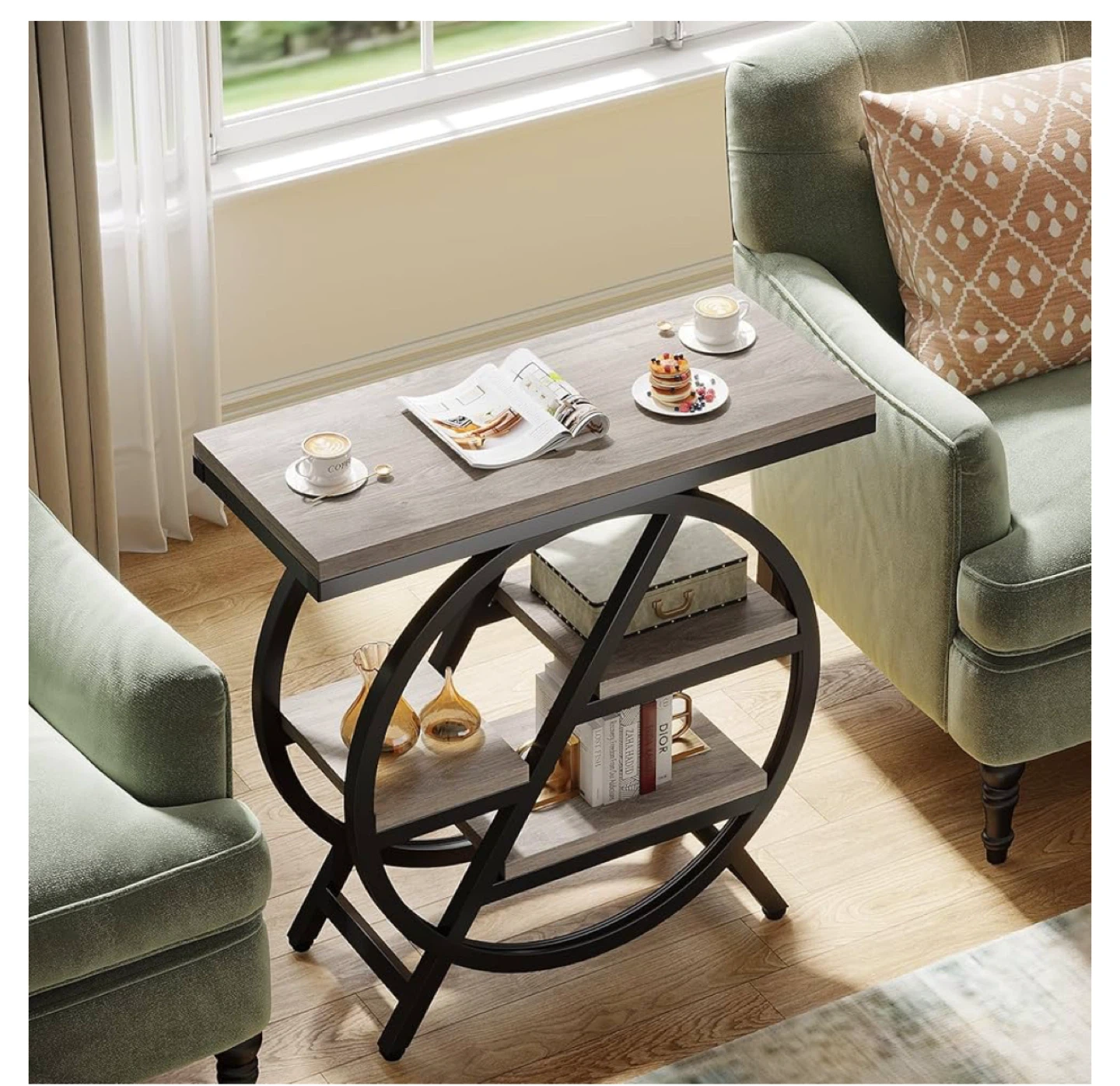 Industrial Style Side Table with Shelves - photo 5