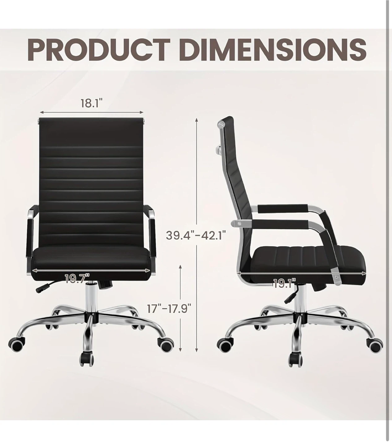 Black Faux Leather Office Chair - photo 5
