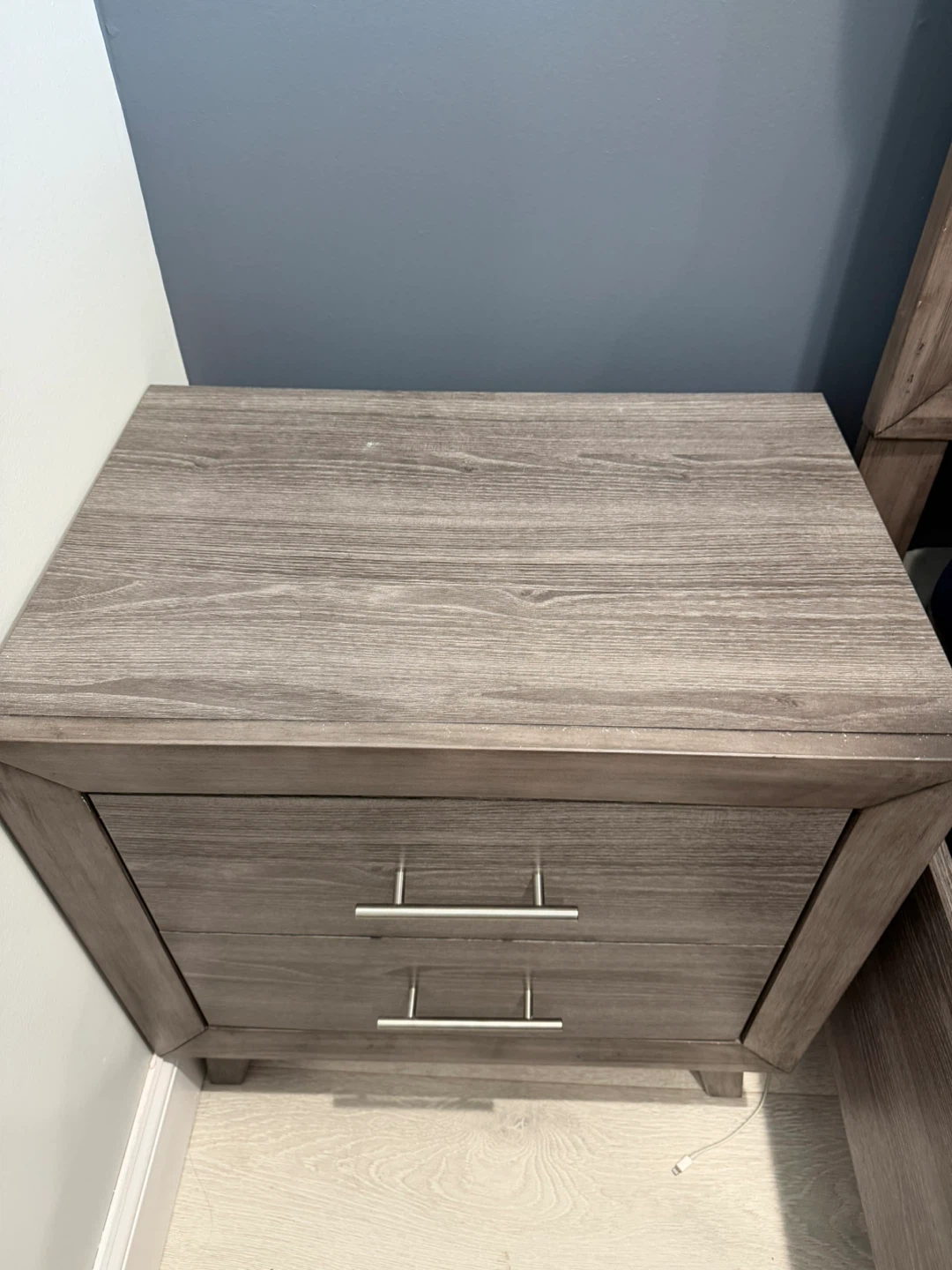 2-Drawer Nightstand - Grey Wood Finish - photo 2