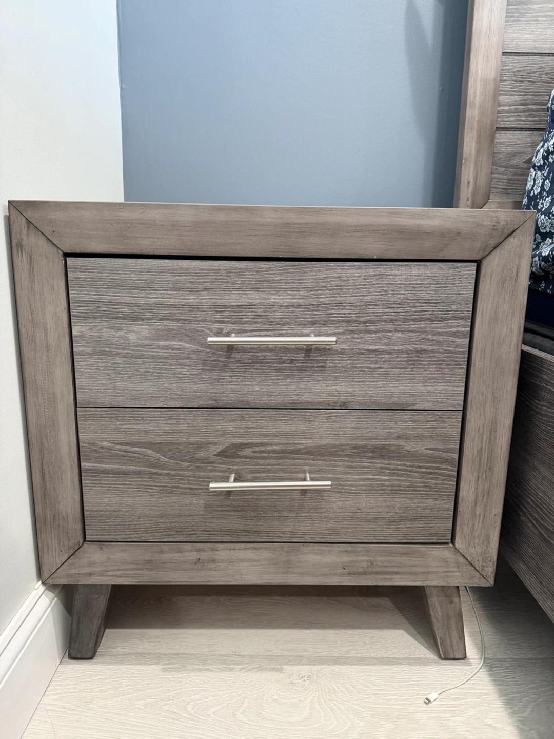 2-Drawer Nightstand - Grey Wood Finish