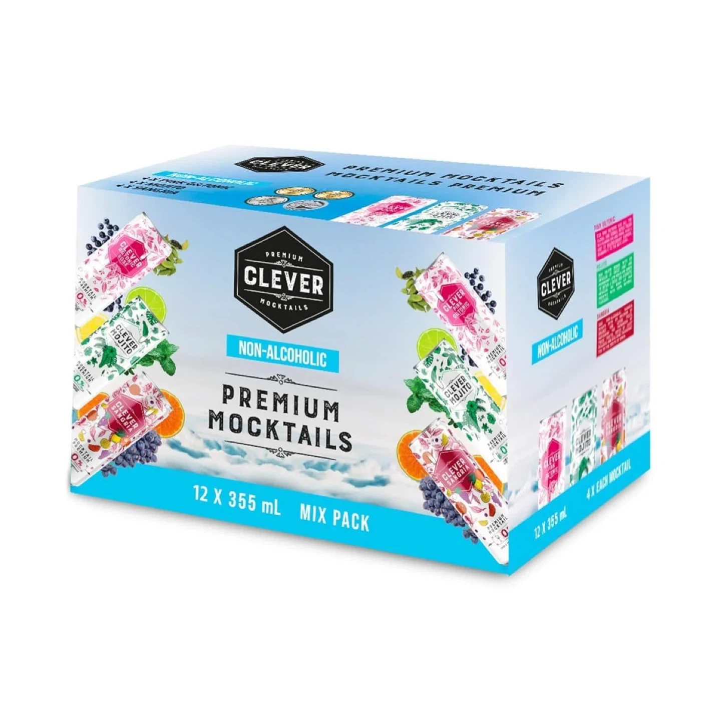 Clever Premium Mocktails Mix Pack - 12 x 355 mL Cans