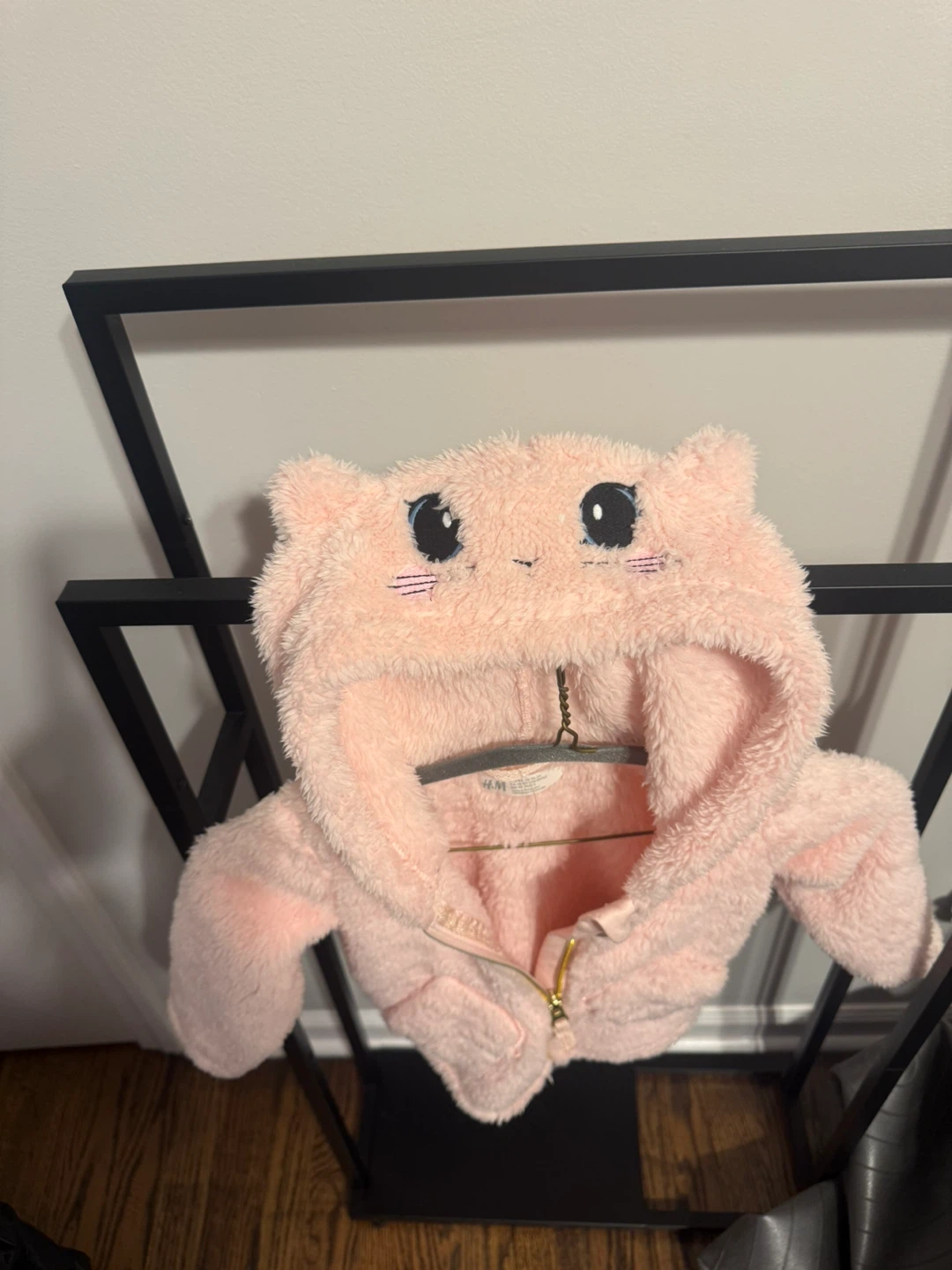 H&M Pink Fuzzy Hooded Jacket with Cat Ears - Size 18-24M - photo 2