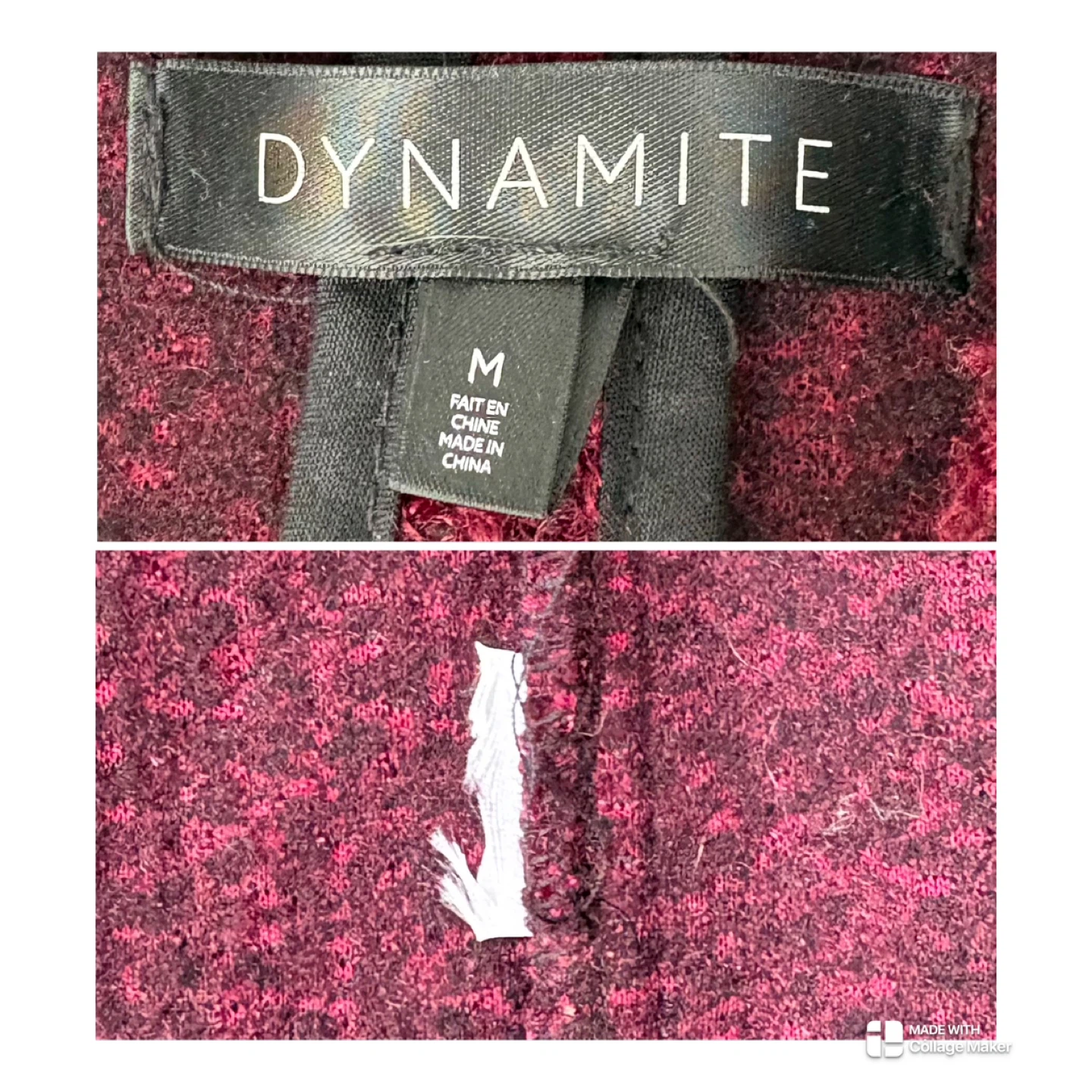 Dynamite Boucle Knit Long Open Front Cardigan Burgundy Size M - photo 2
