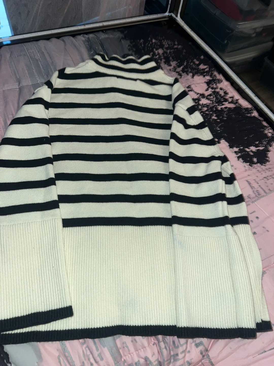 Zesica Striped Mock Neck Sweater