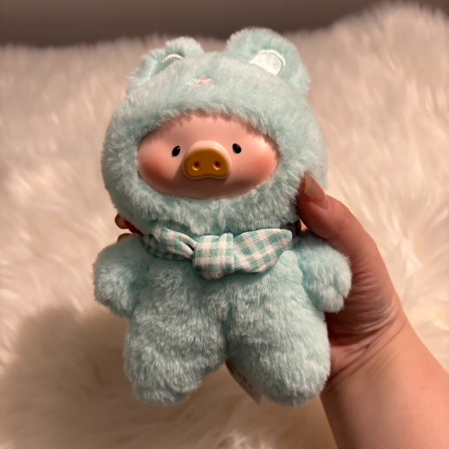 Lulu Pig Aqua Plush Piggy Keychain Charm