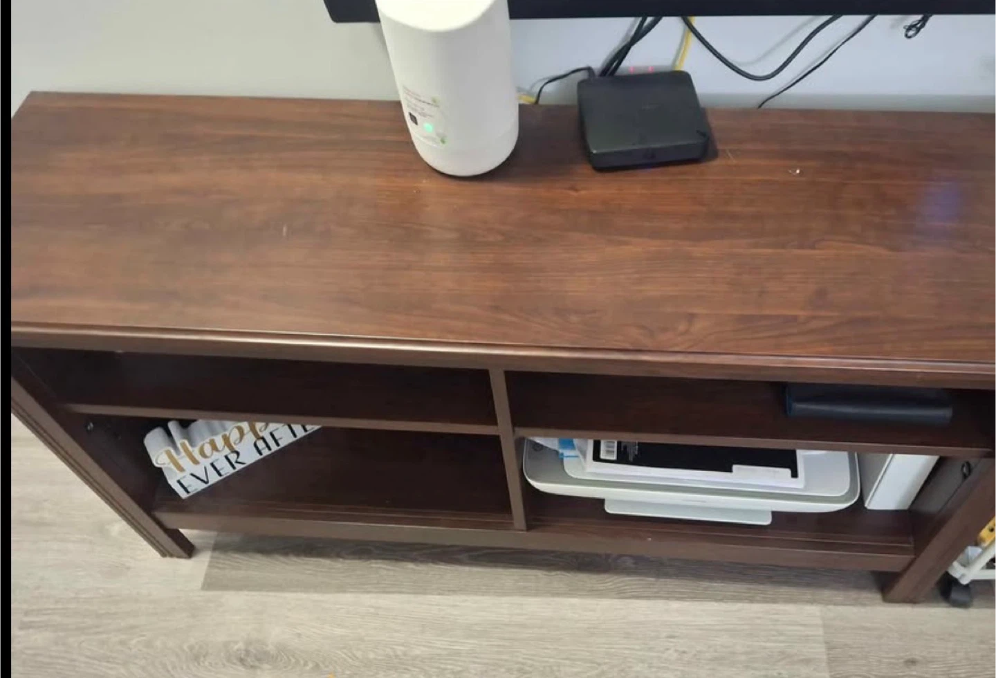 Dark Wood TV Stand with Shelves