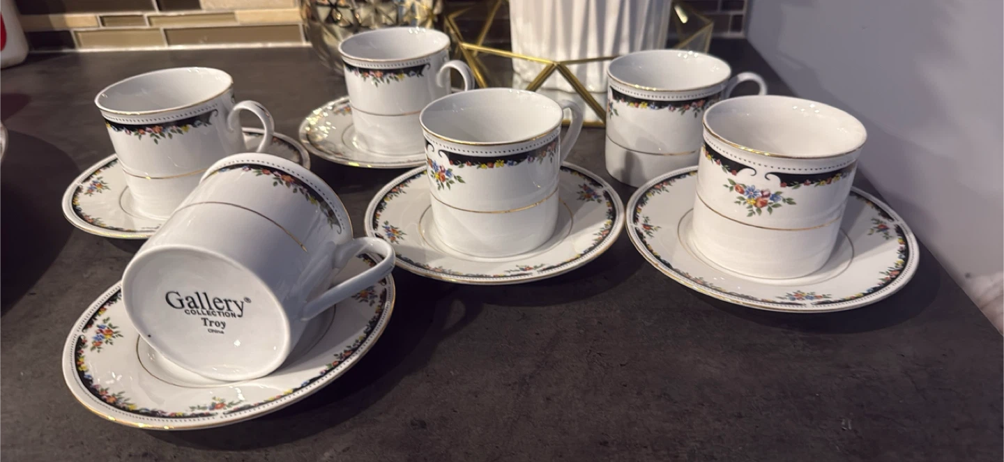 Gallery Collection Troy 6pc Tea Cup & Saucer Set