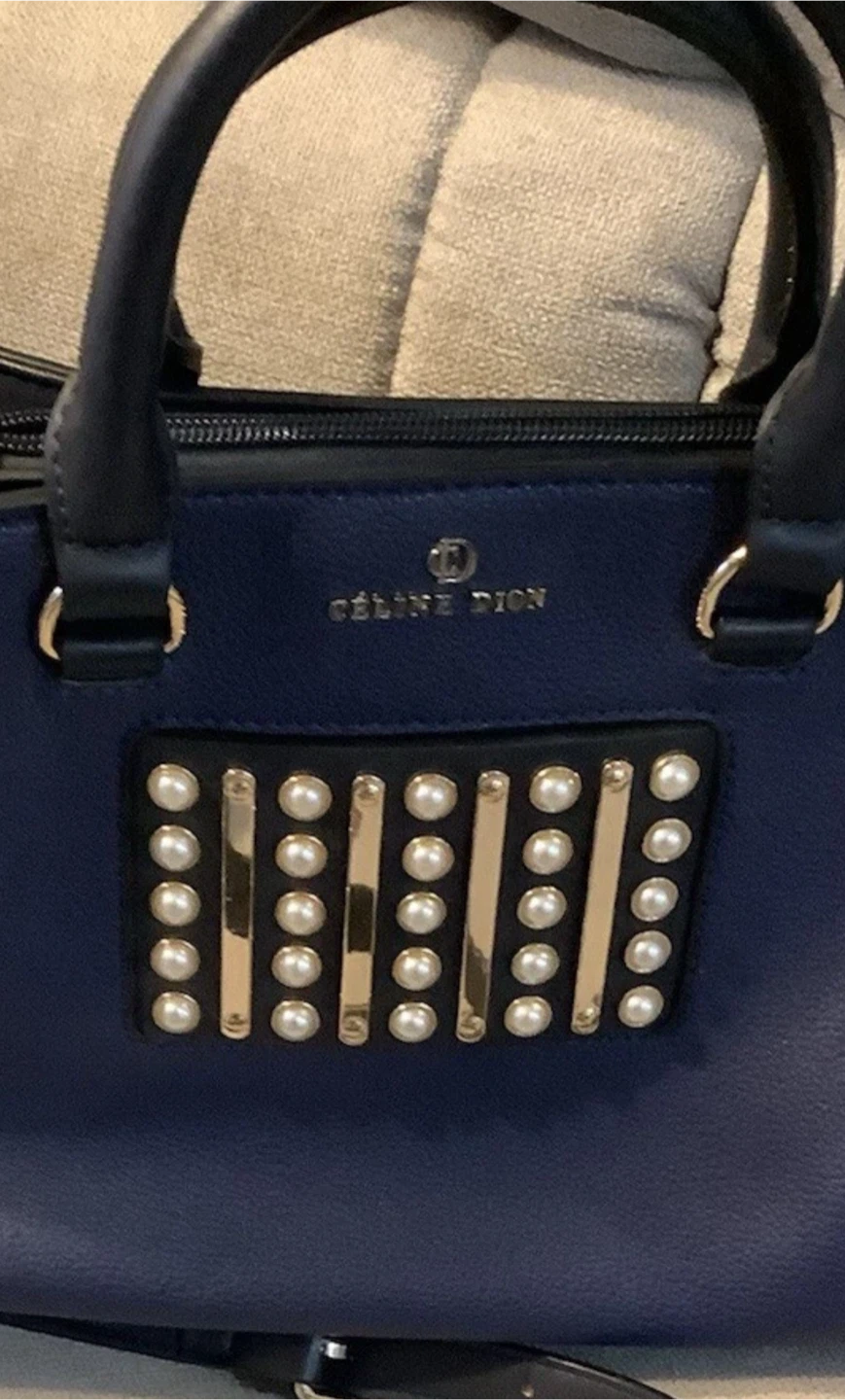 Celine Dion navy blue handbag