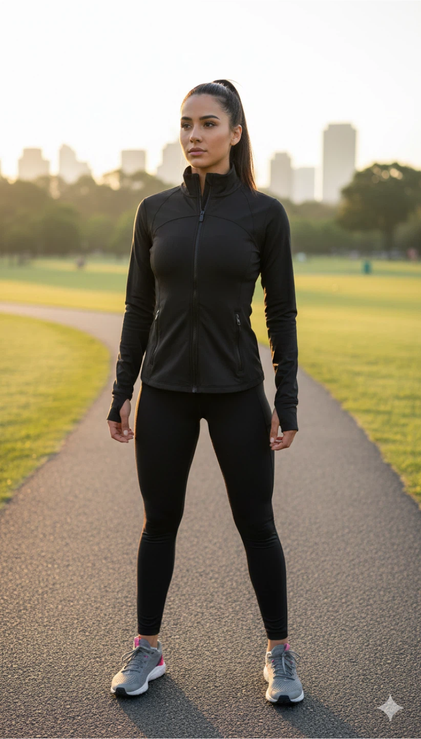 Black Athletic Zip-Up Jacket