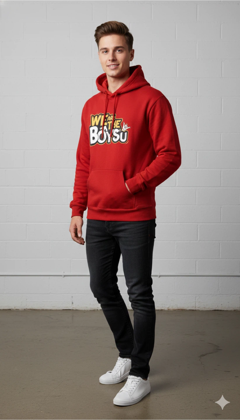 Red "We Are Boys" Hoodie