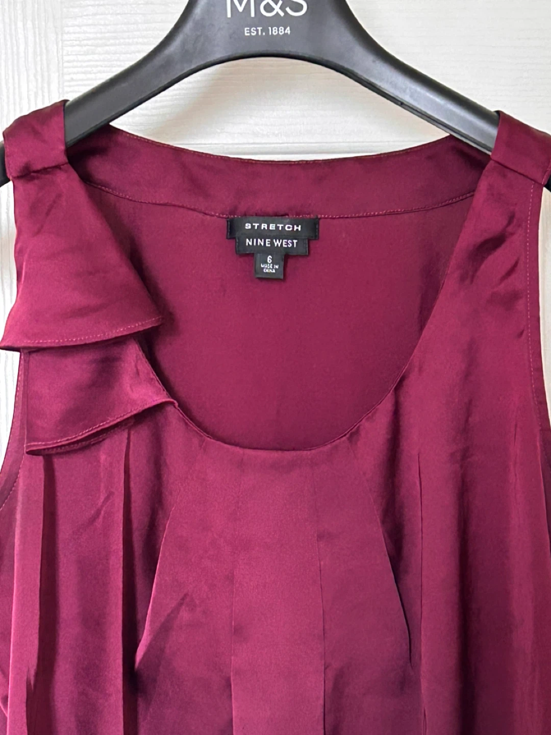 Nine West Burgundy Sleeveless Top Size 6