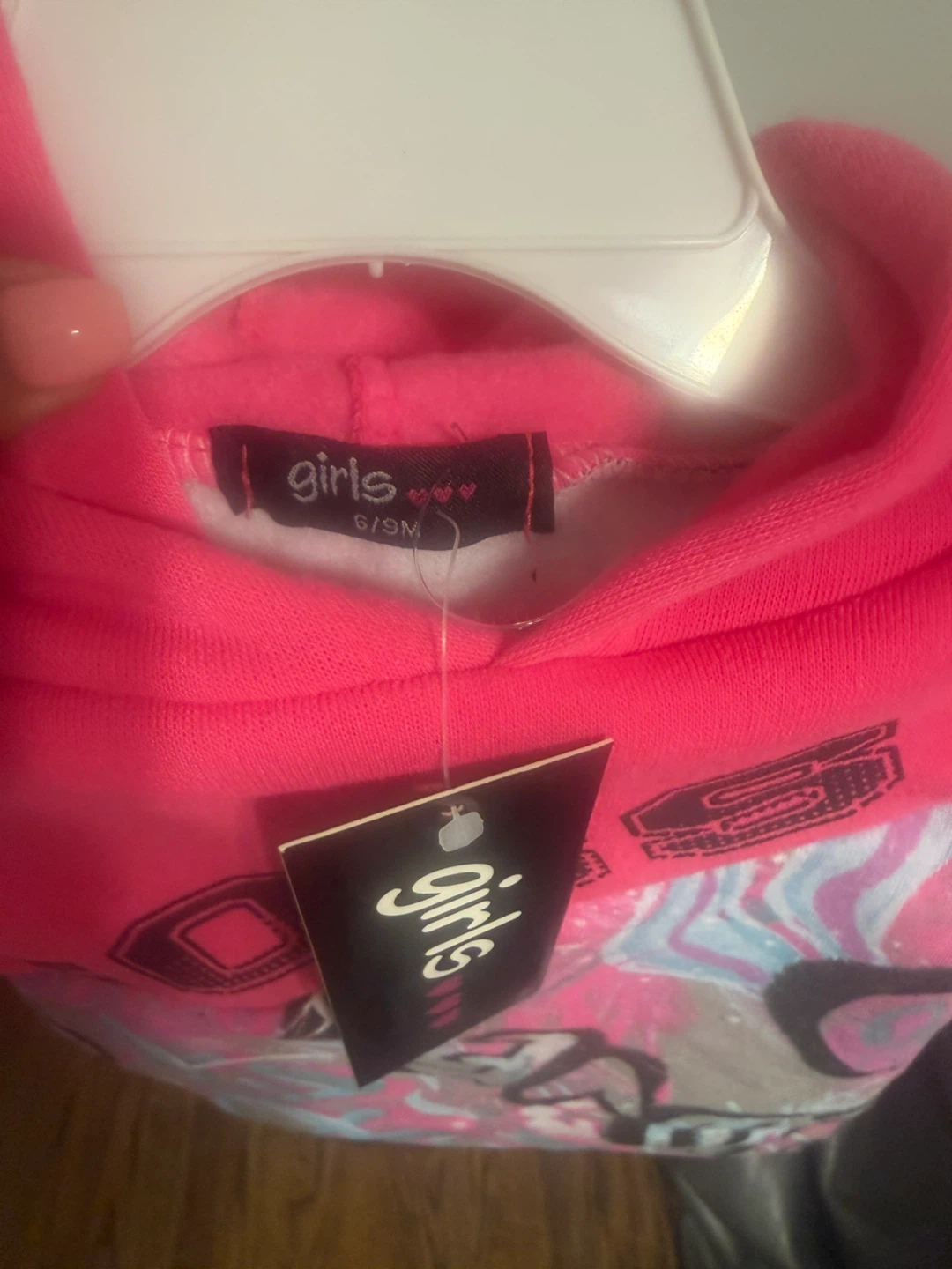 Girls' Pink Graphic Hoodie Size 6/9M - photo 4