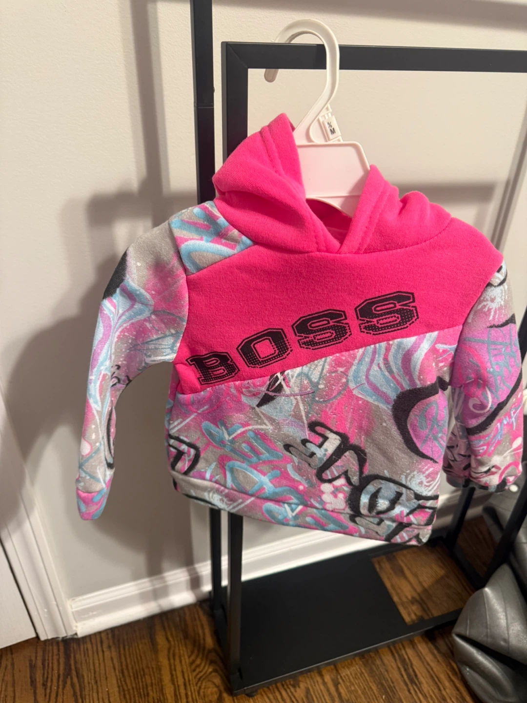 Girls' Pink Graphic Hoodie Size 6/9M