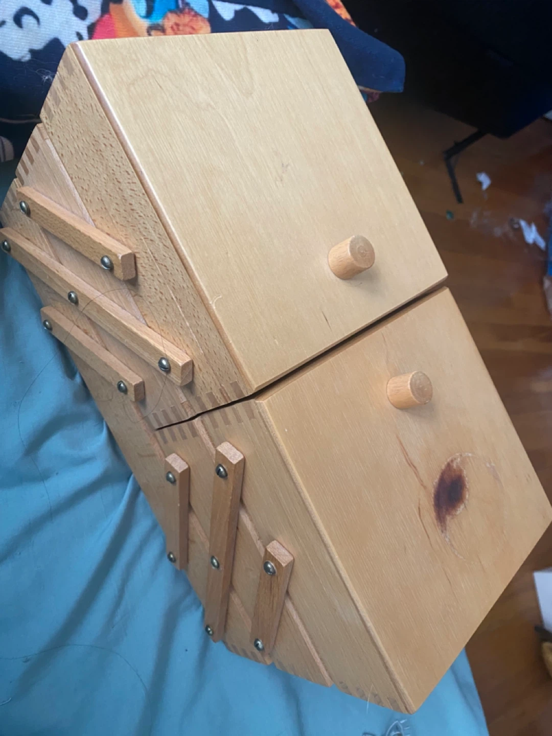 Wooden Sewing Box Craft Organizer