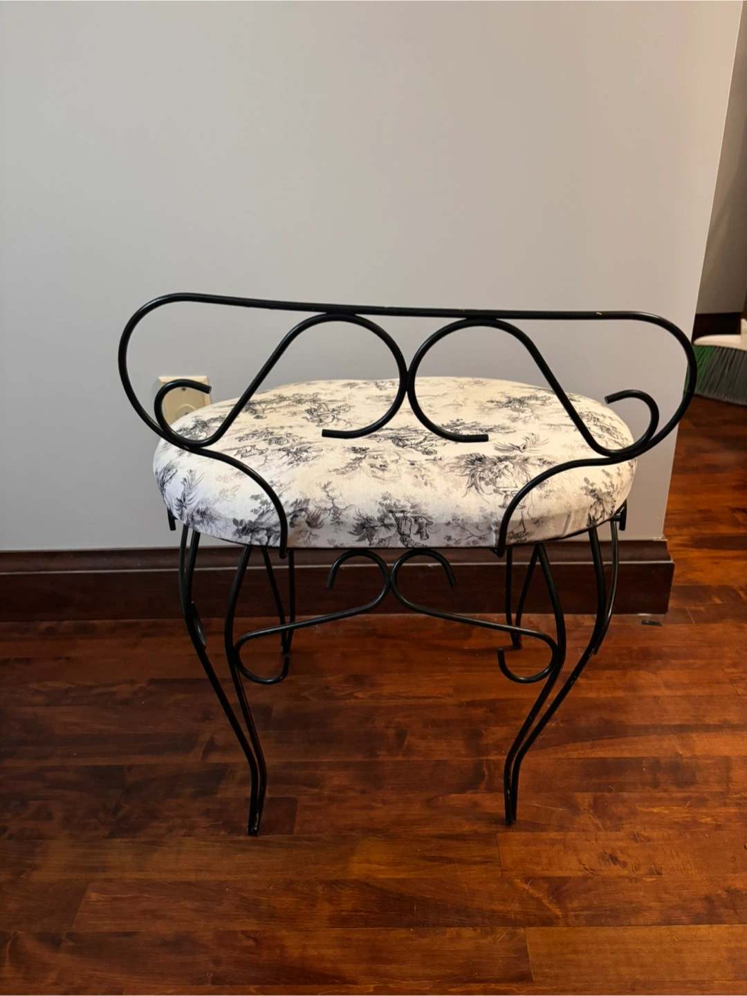 Wrought-Iron Accent / Vanity Chair with Toile Upholstery - photo 4