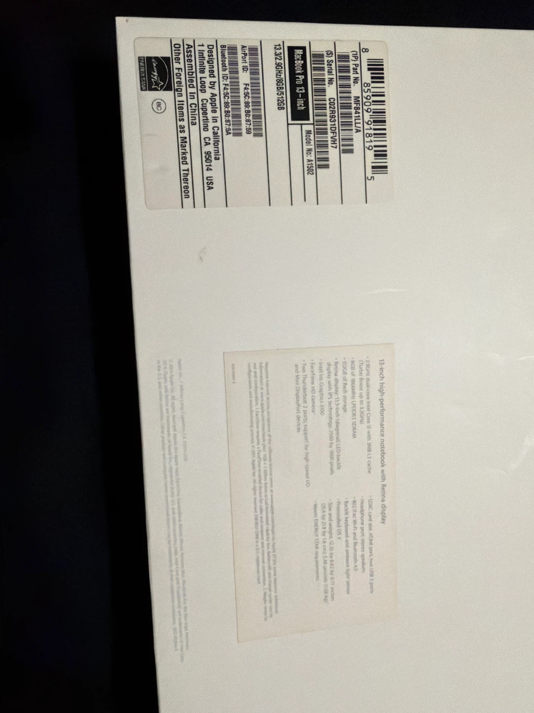 Apple MacBook Pro 13-inch A1502 - photo 2