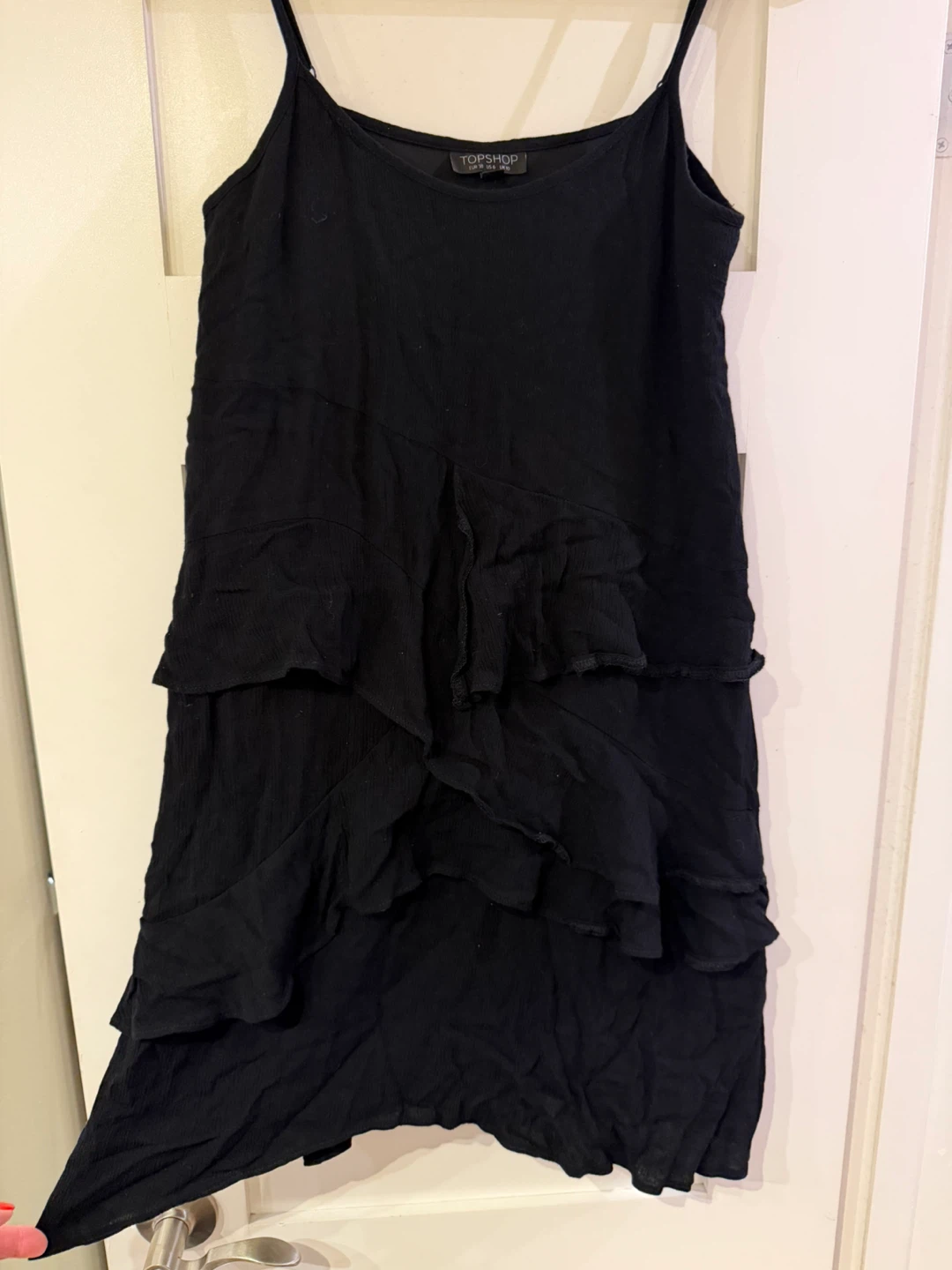 TOPSHOP Black Ruffle Strap Dress