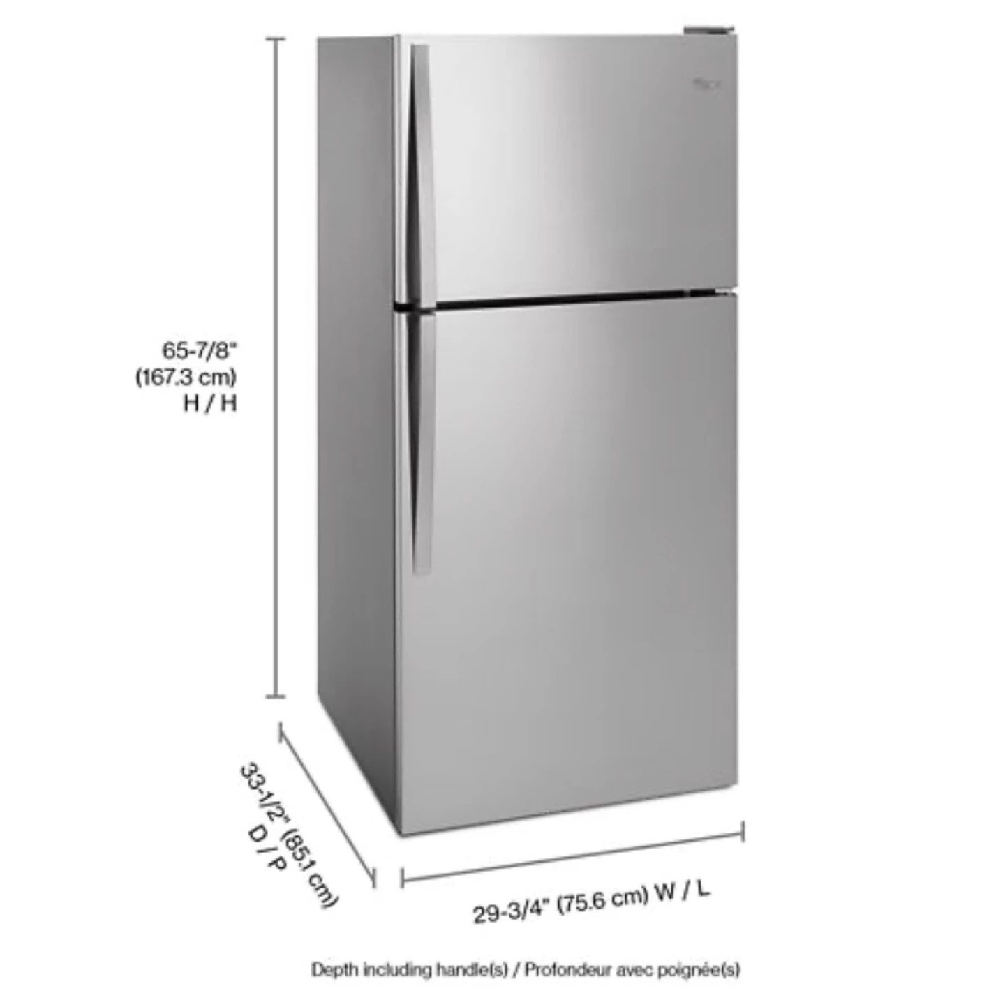 Whirlpool Top-Freezer Refrigerator - silver grey (30" Wide) - photo 2