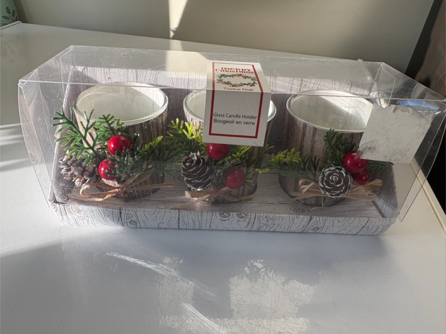 Glass Candle Holders Set (3) - Winter/Christmas Decor - photo 2