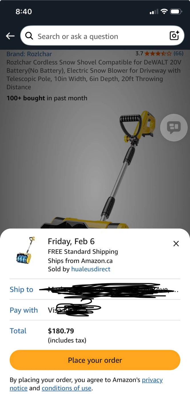 Rozlchar Cordless Snow Shovel for DeWalt 20V Battery - photo 4