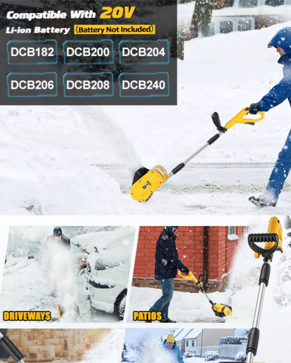 Rozlchar Cordless Snow Shovel for DeWalt 20V Battery