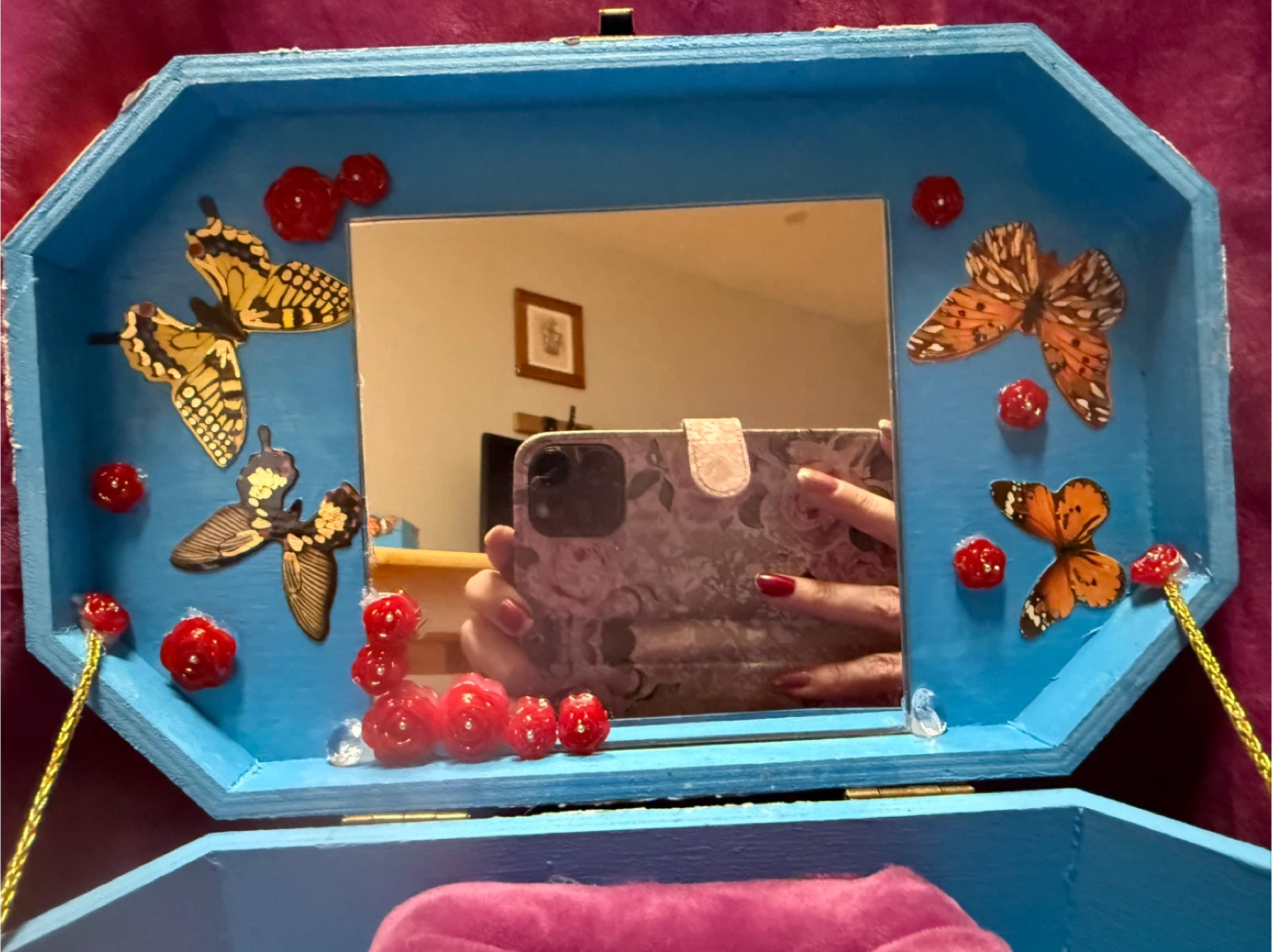 Blue Butterfly jewellery Box with Mirror - photo 4