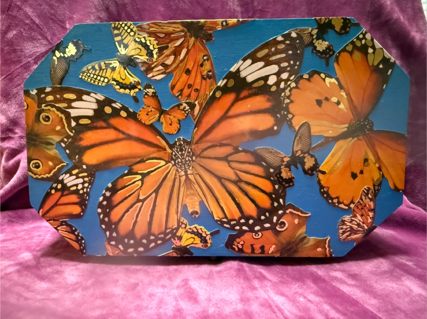 Blue Butterfly jewellery Box with Mirror
