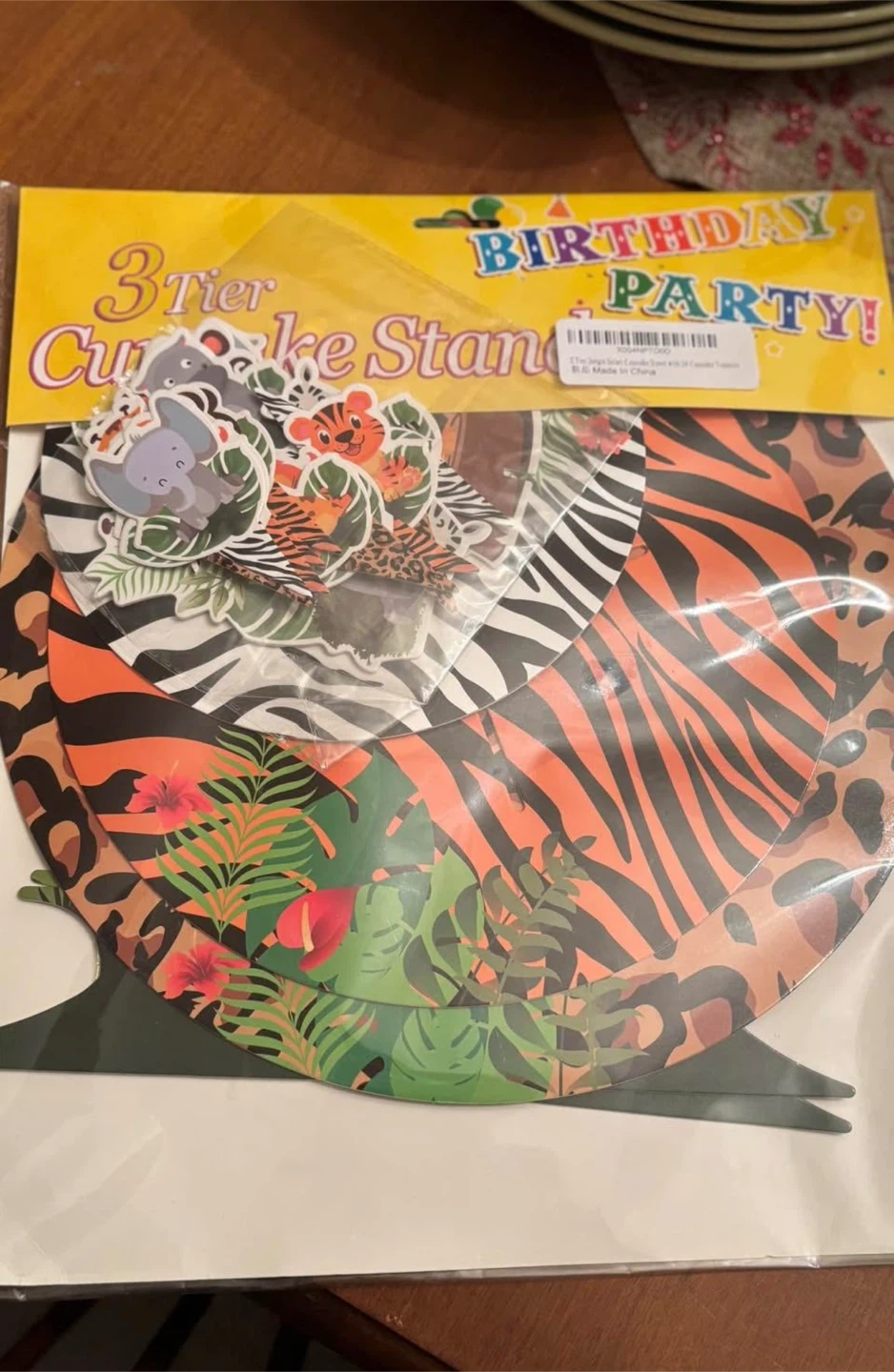 🏆3 Tier Safari Jungle Them Cupcake Stand with 24 Cupcake Toppers - photo 2