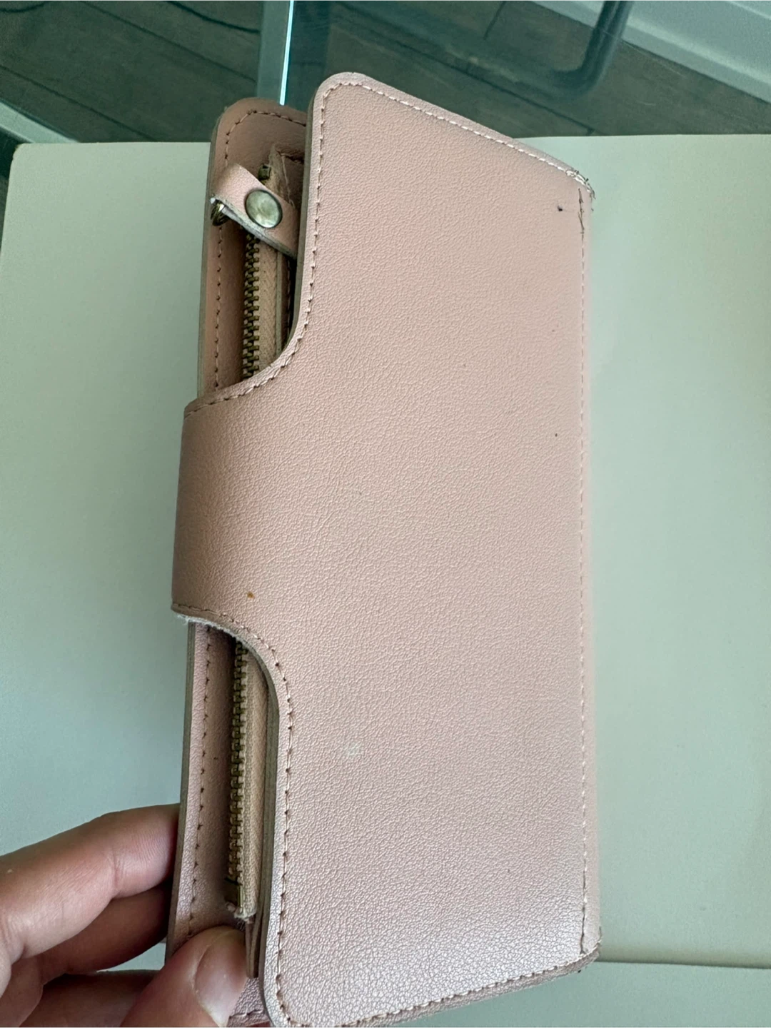 Pink Faux Leather Wallet with Zipper and Card Slots - photo 4