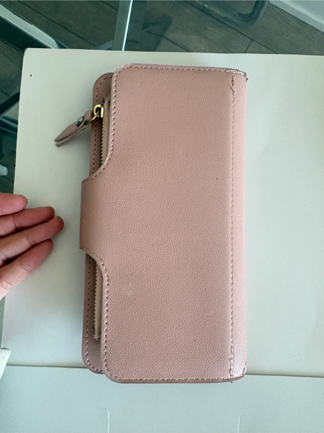 Pink Faux Leather Wallet with Zipper and Card Slots - photo 5