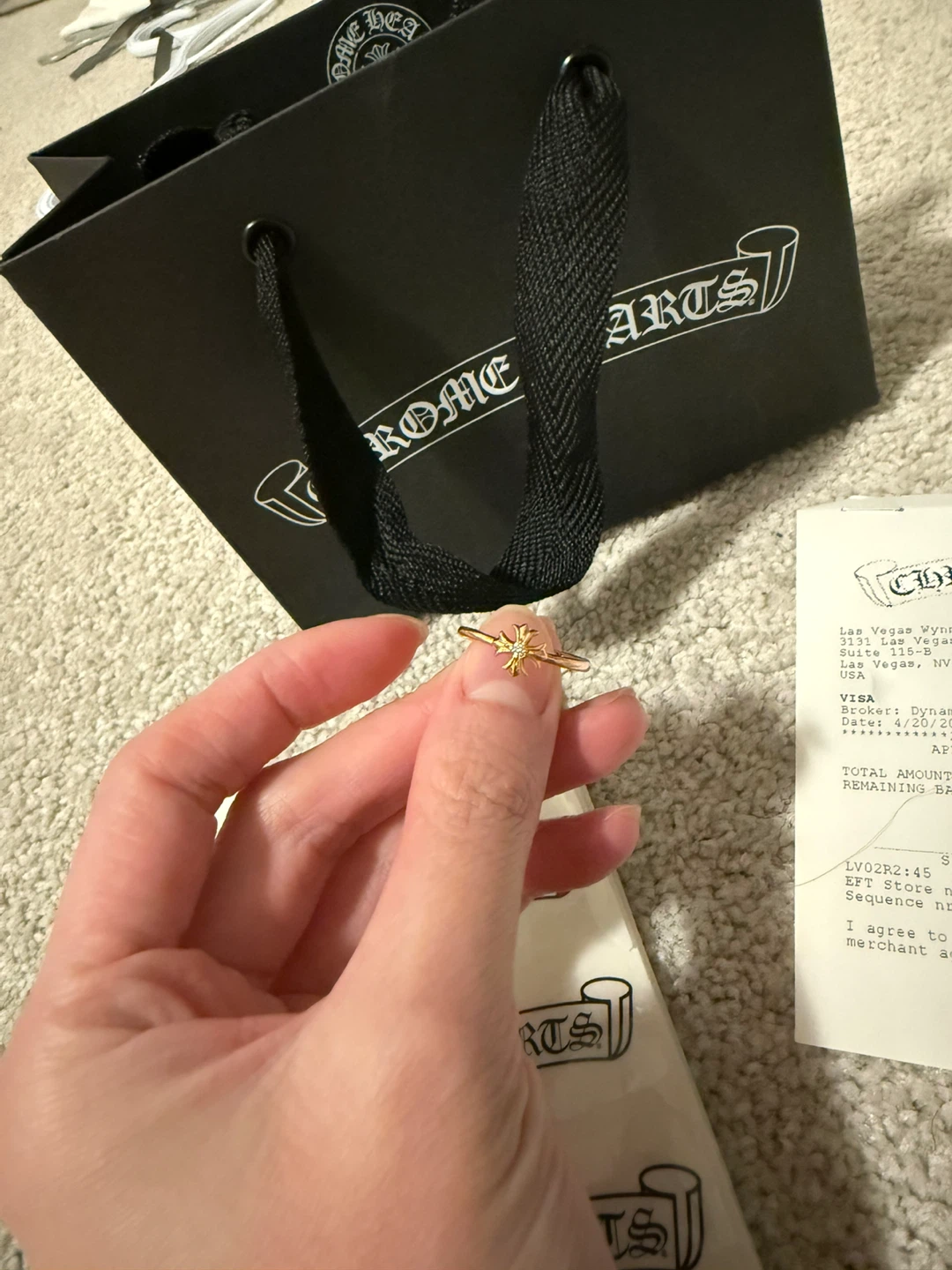 Authentic Chrome Hearts 22K Gold with Real Diamond Cross Ring - photo 2