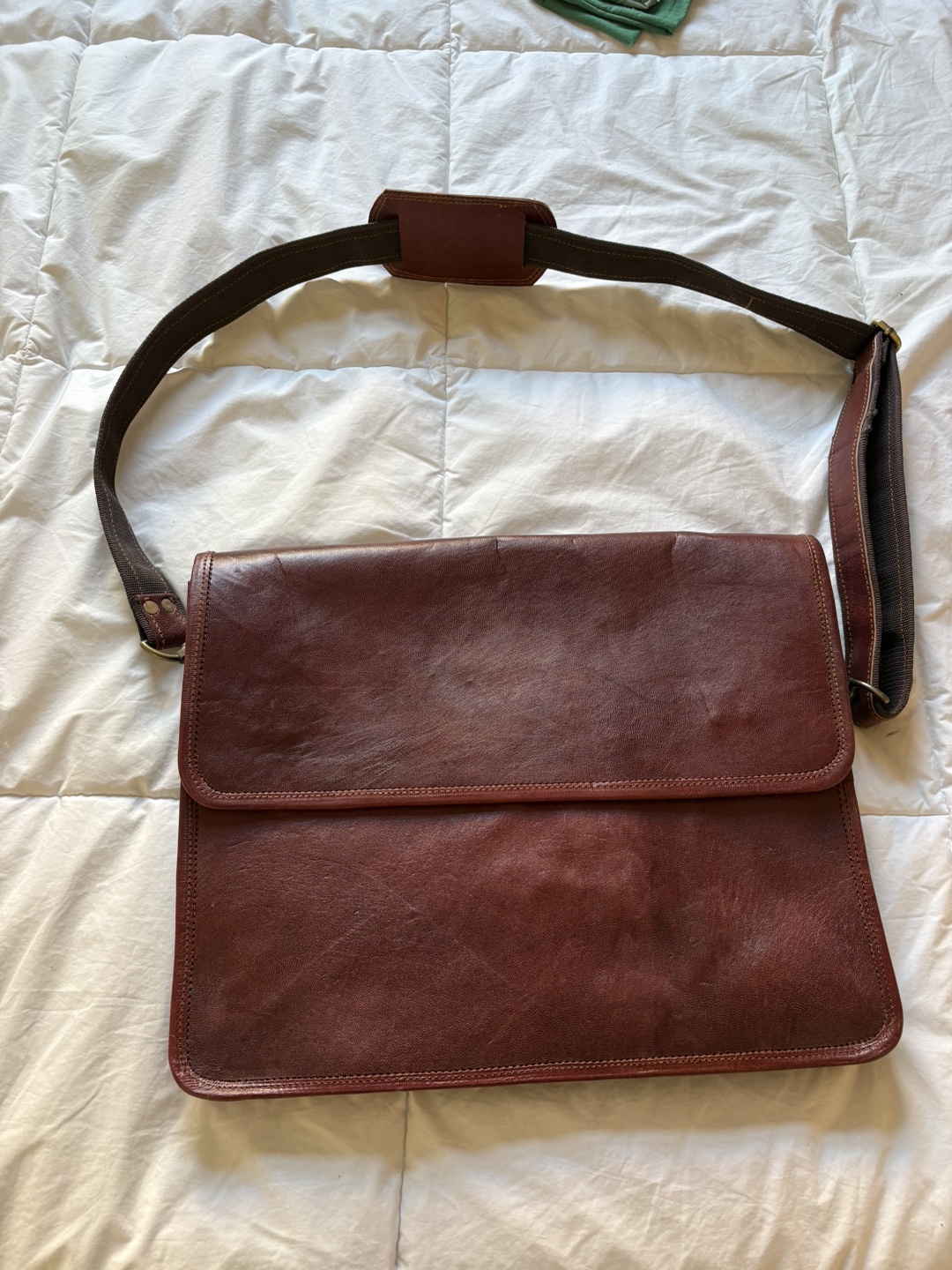 Vintage Brown Leather Messenger Bag