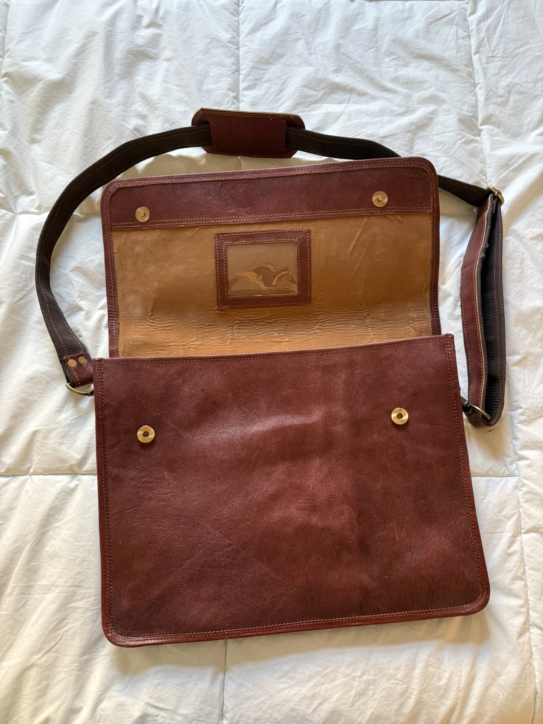 Vintage Brown Leather Messenger Bag - photo 2