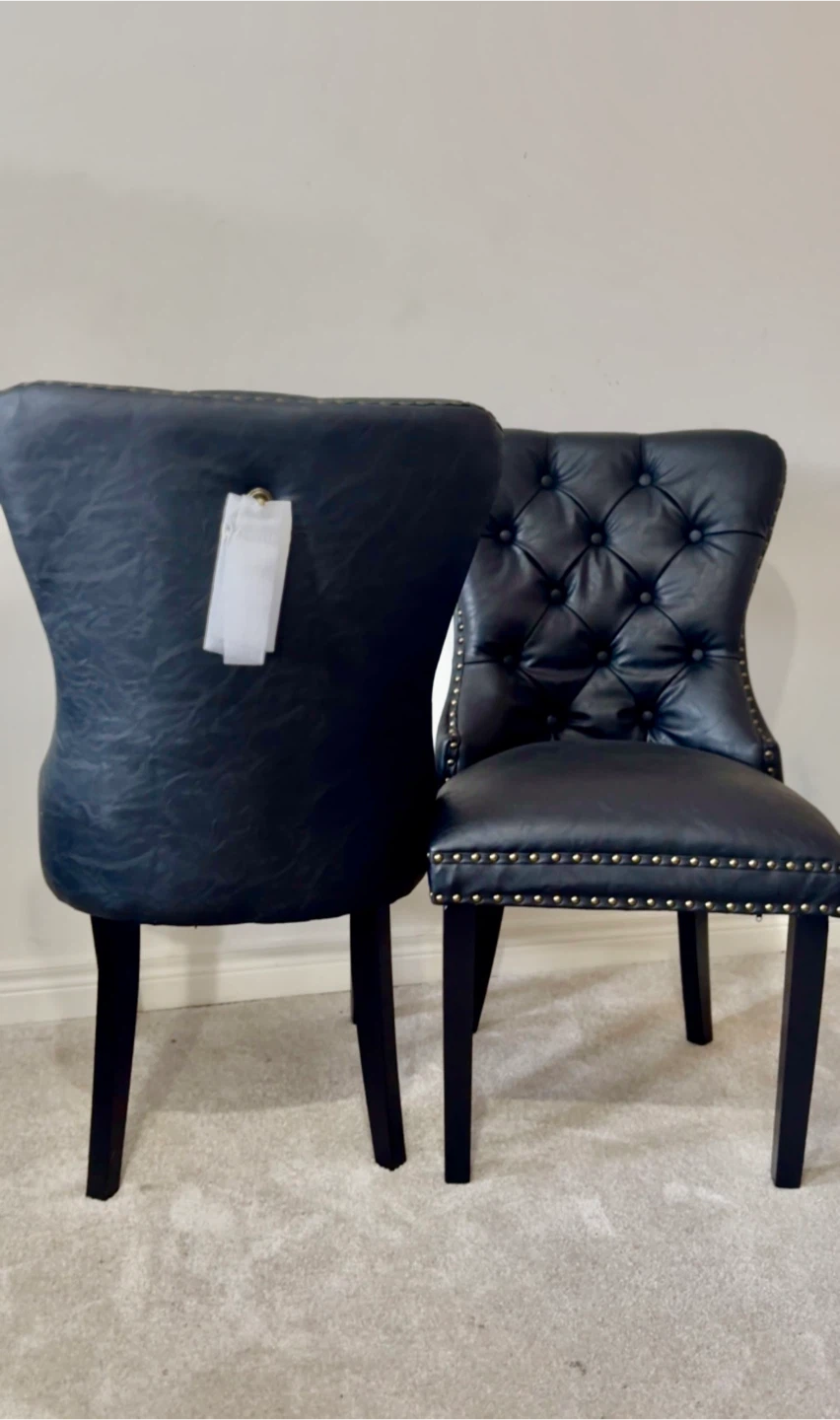 Set of 2 Black Tufted Dining Chairs - photo 3