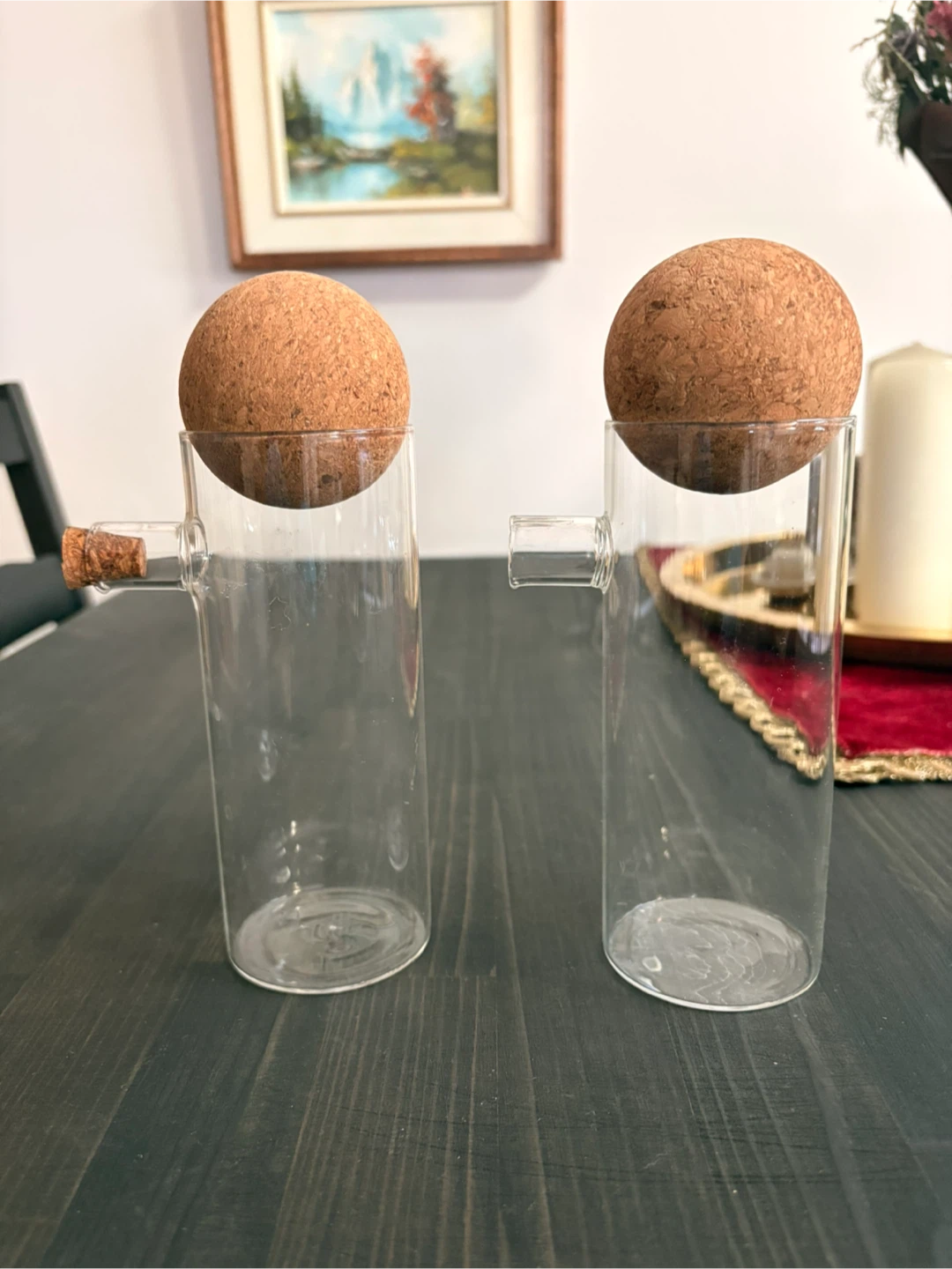 Set of 2 Clear Glass Storage Jars with Cork Lids - photo 2